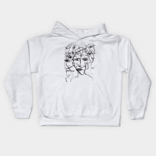 sketched faces Kids Hoodie